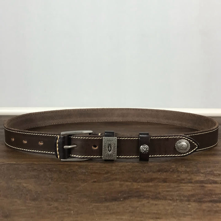 Decorative Square Buckle Rivet Jeans Leather Belt