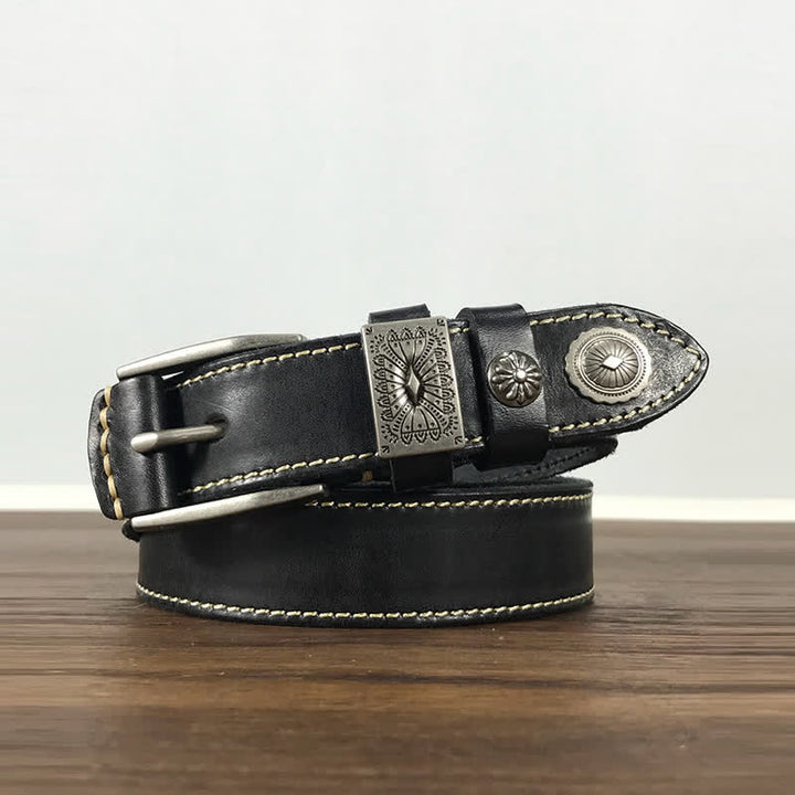 Decorative Square Buckle Rivet Jeans Leather Belt