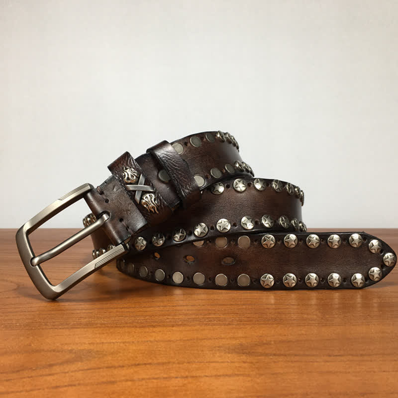 Punk Biker Rivet Studded Handmade Leather Belt