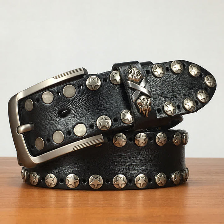 Punk Biker Rivet Studded Handmade Leather Belt