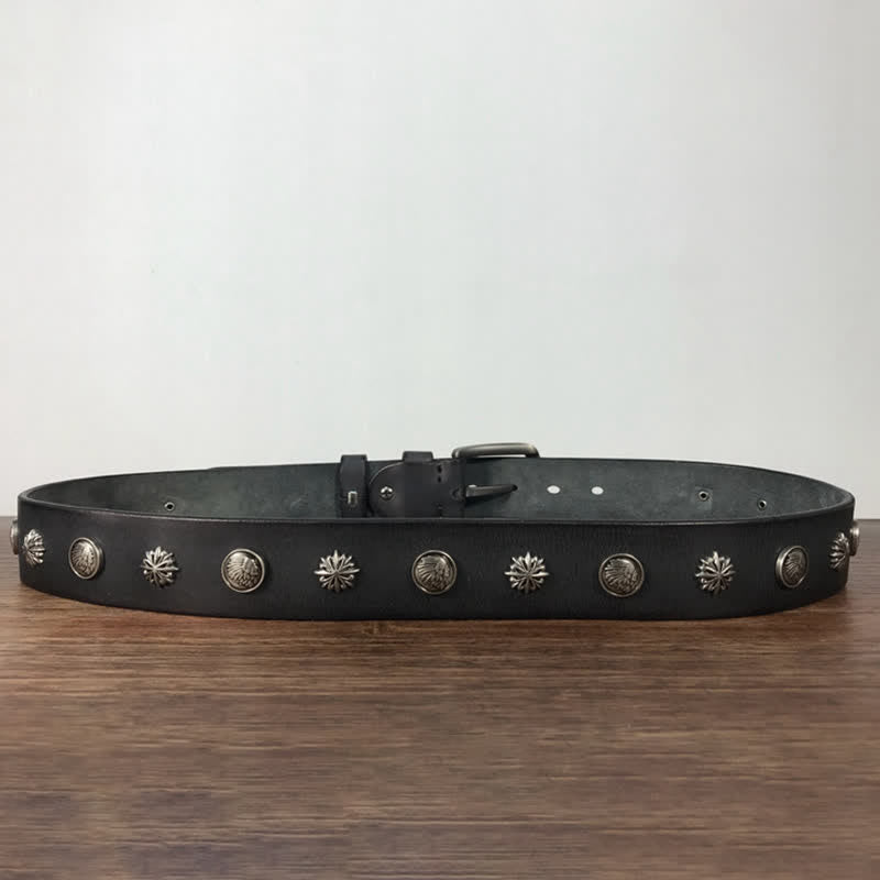 Retro Metal Rivet Studded Casual Jeans Leather Belt