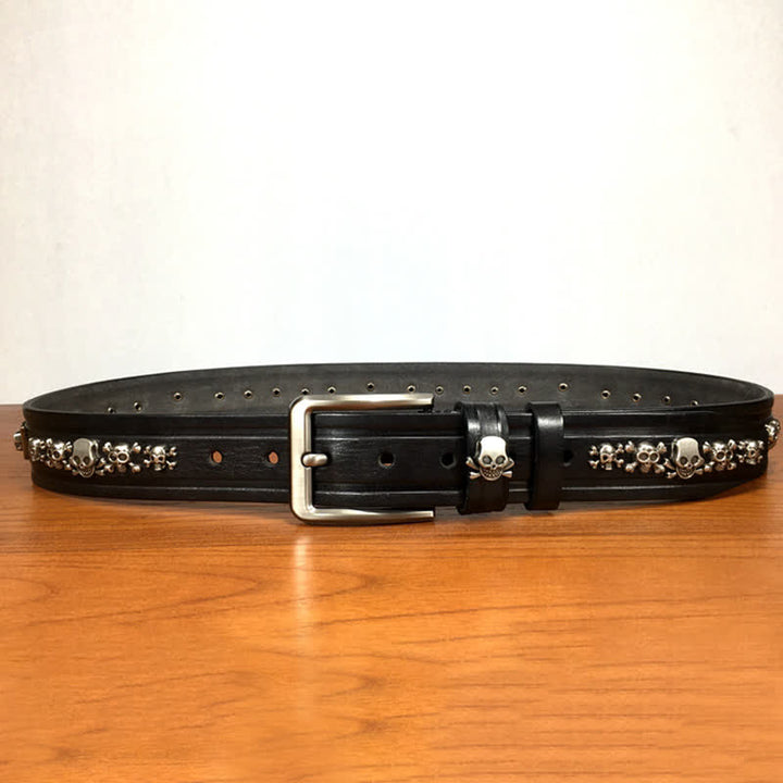 Punk Skull Shape Rivet Studded Leather Belt