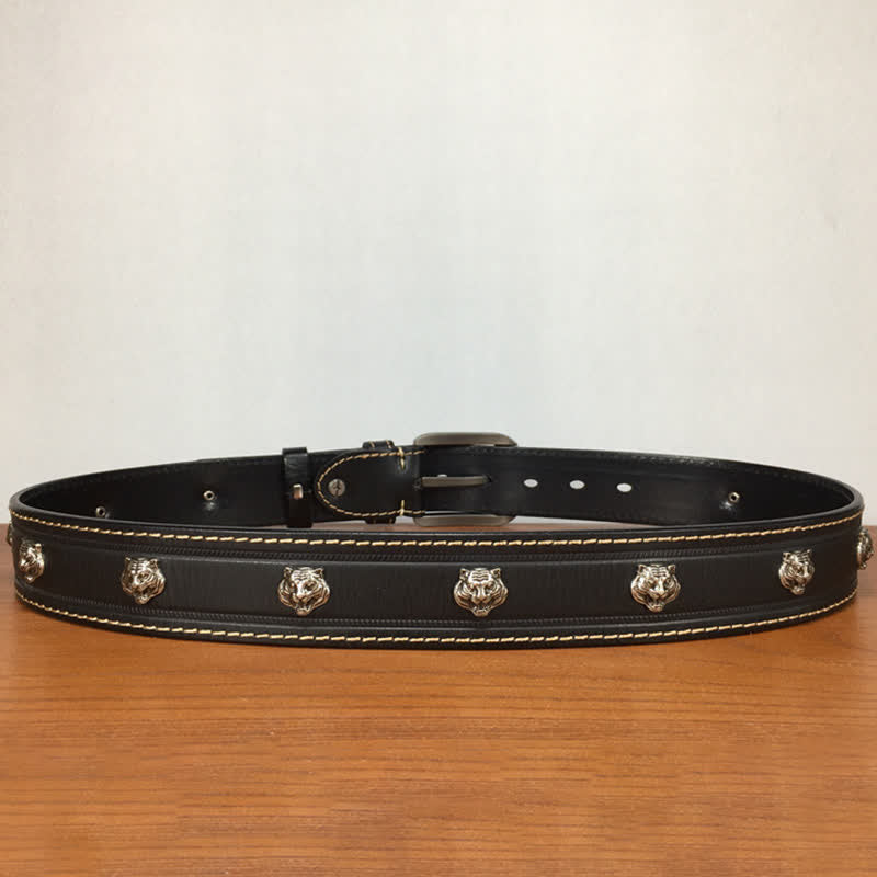 Unique Tiger Shape Rivet Studded Leather Belt