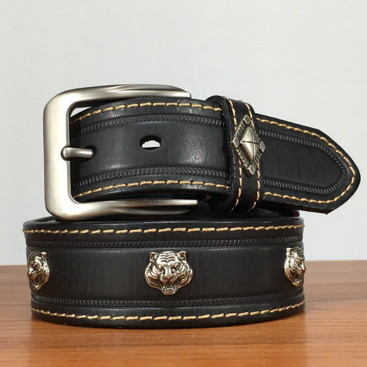 Unique Tiger Shape Rivet Studded Leather Belt