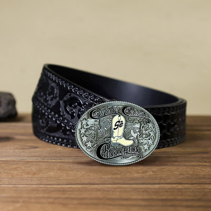 Men's DIY Cowboy Classic Champion Boots Leather Belt