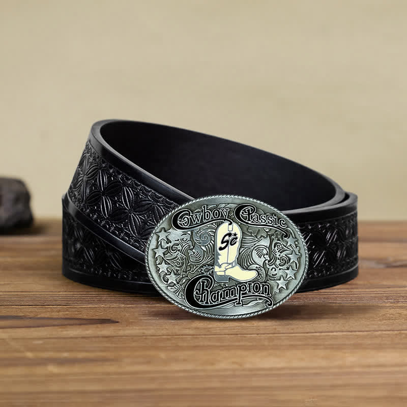 Men's DIY Cowboy Classic Champion Boots Leather Belt