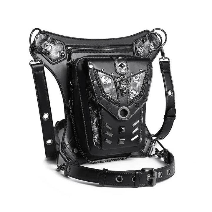 Skull Studs Decoration Steampunk Chain Waist Leg Bag