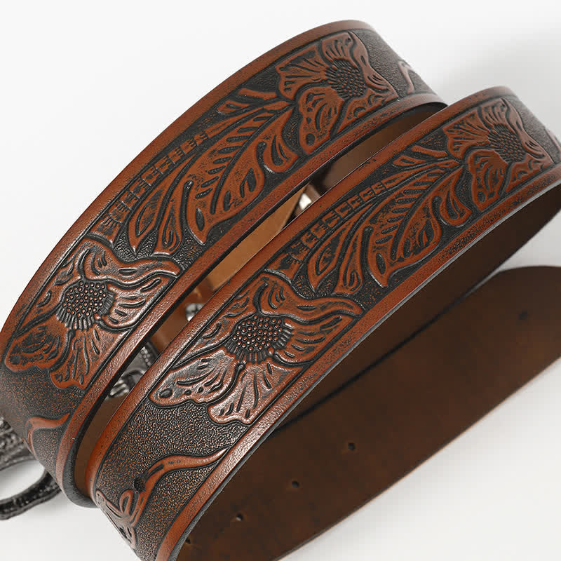 Men's Funky Skull Ghost Hand Bone Leather Belt