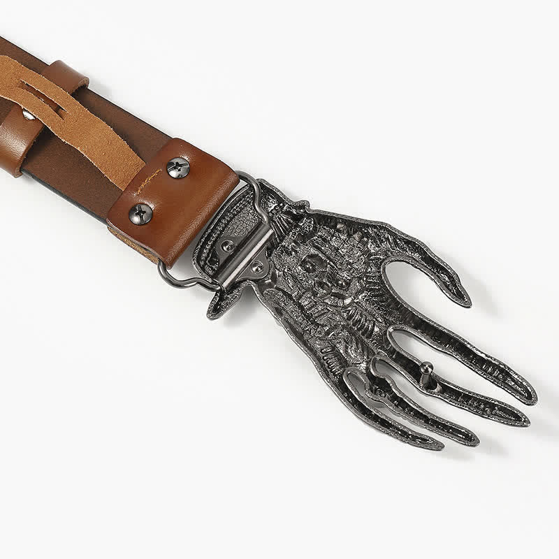 Men's Funky Skull Ghost Hand Bone Leather Belt