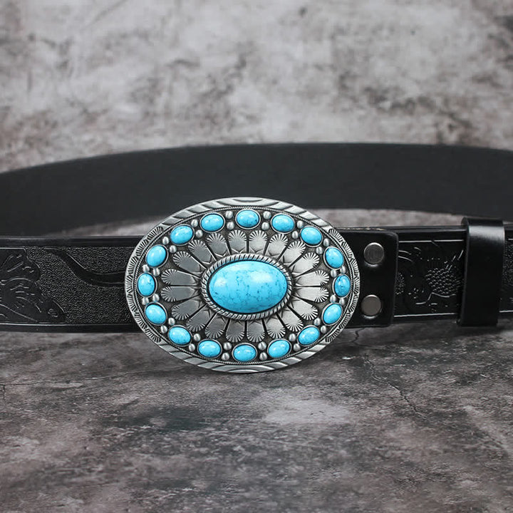 Men's Vintage Bohemia Turquoise Stone Leather Belt