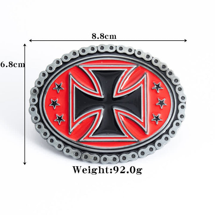 Men's DIY Religion Cross Motorcycle Buckle Leather Belt