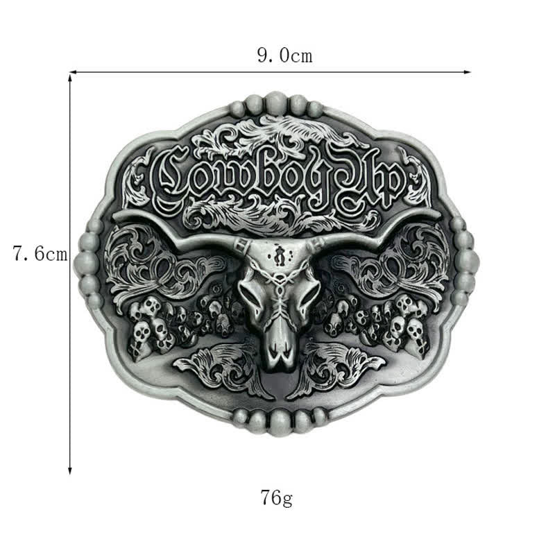 Men's DIY Cowboy Gothic Skull Bull Buckle Leather Belt