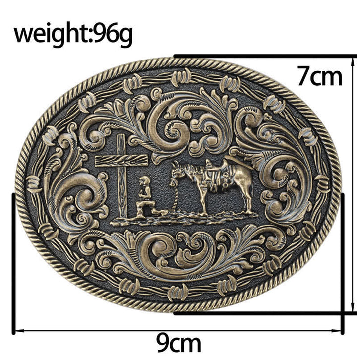 Men's DIY Horseman Kneeling Buckle Leather Belt