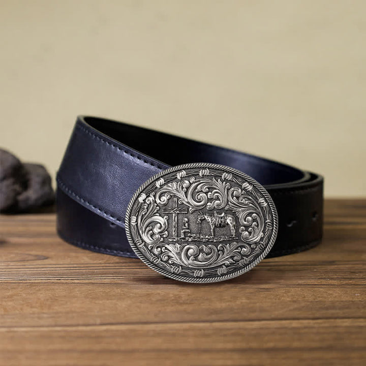 Men's DIY Horseman Kneeling Buckle Leather Belt