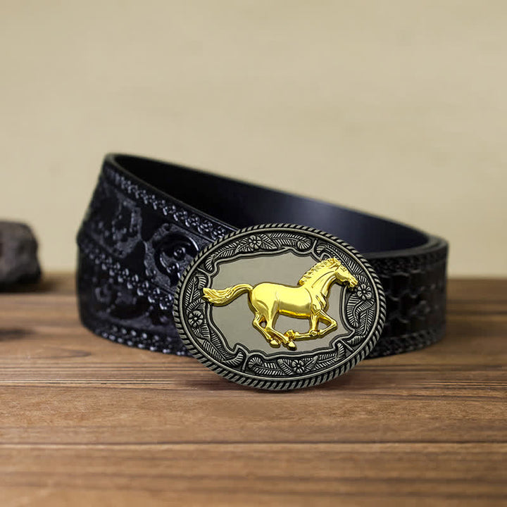 Men's DIY Eagle Horse Bull Animal Buckle Leather Belt