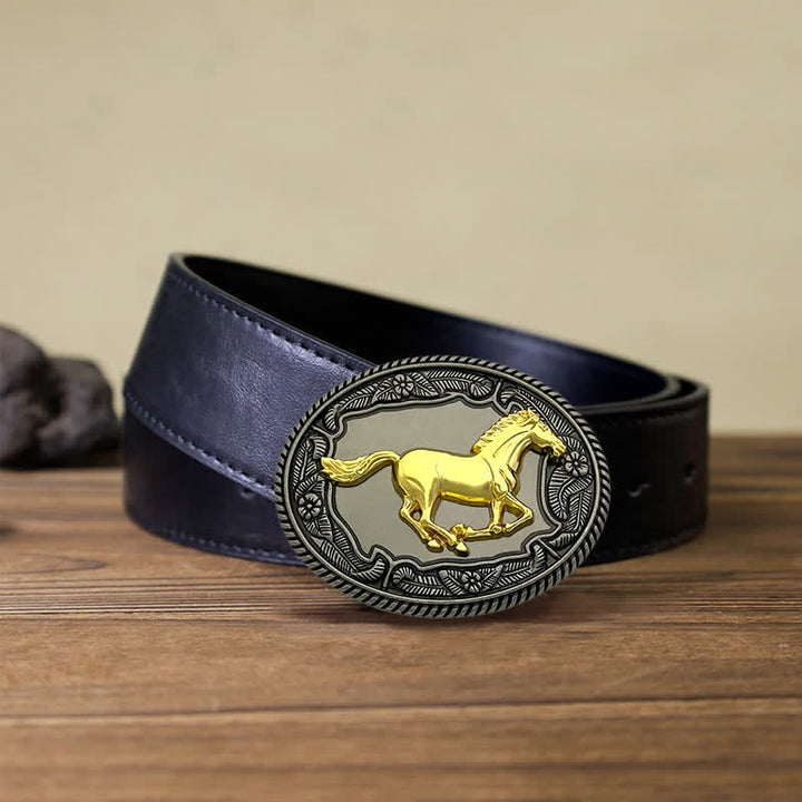 Men's DIY Horse Bull Animal Buckle Leather Belt