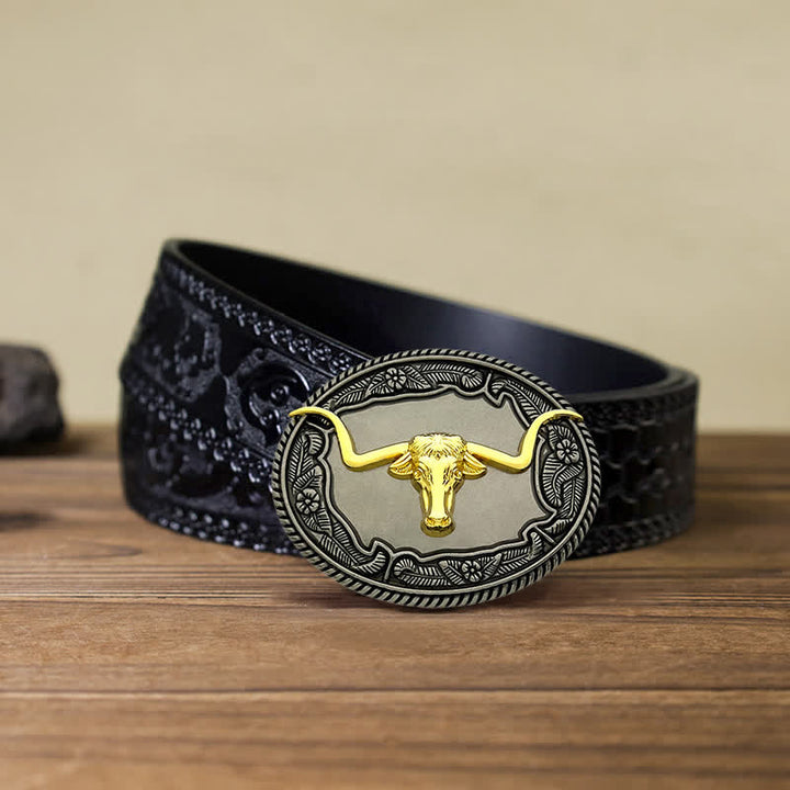 Men's DIY Eagle Horse Bull Animal Buckle Leather Belt