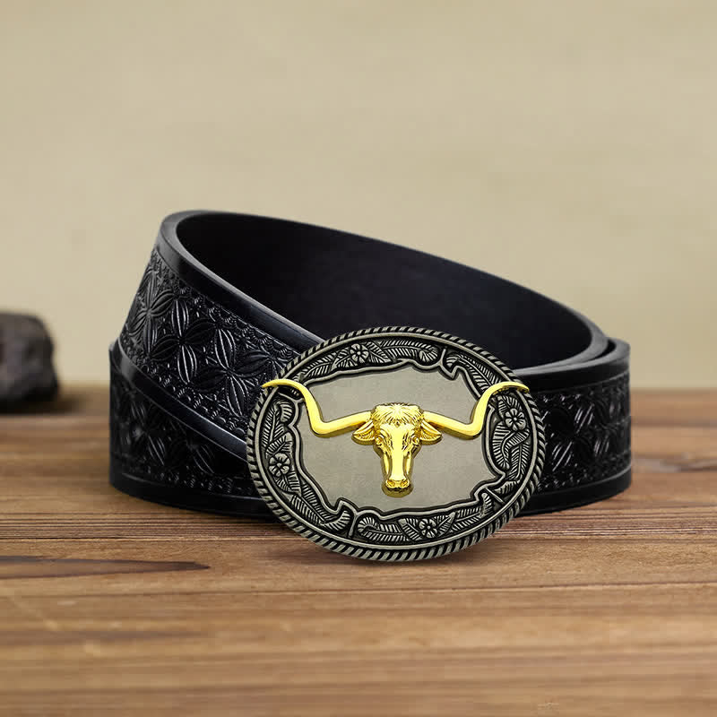 Men's DIY Eagle Horse Bull Animal Buckle Leather Belt