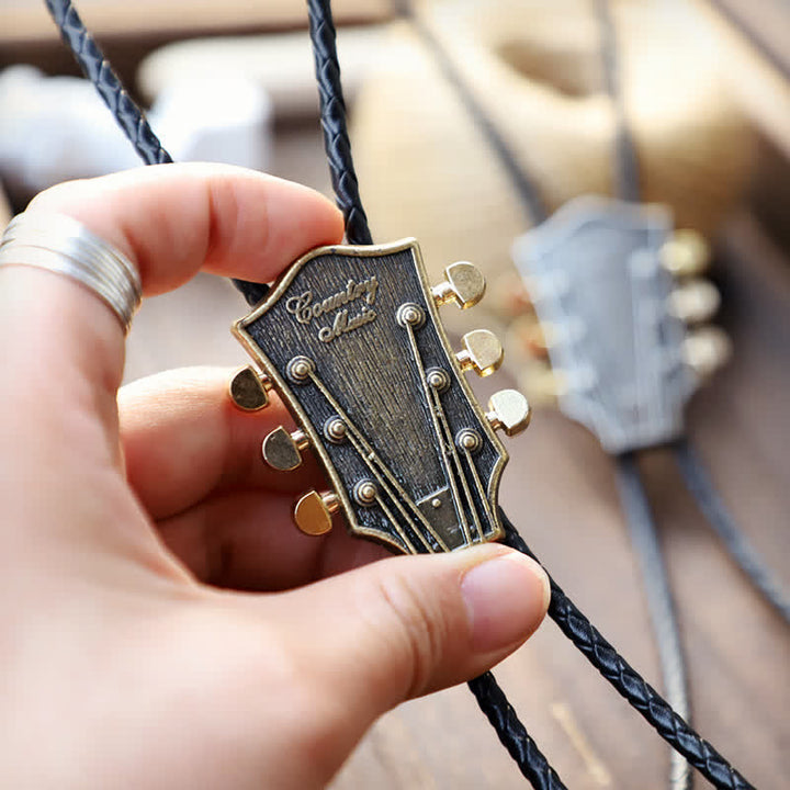 Western Country Music Retro Guitar Bolo Tie