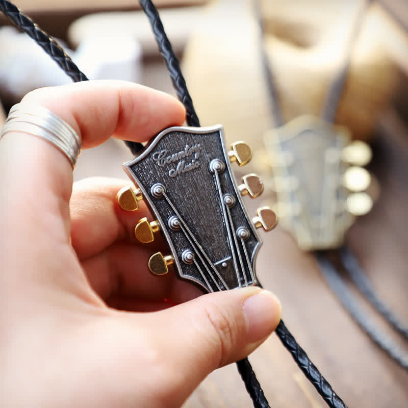 Western Country Music Retro Guitar Bolo Tie