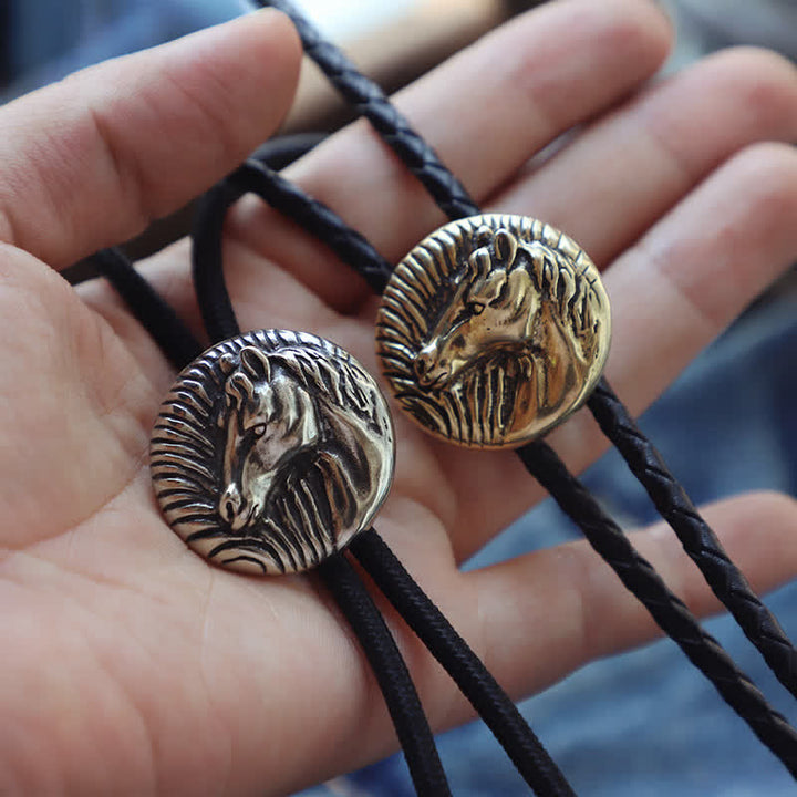 Retro Carved Horse Head Bolo Tie