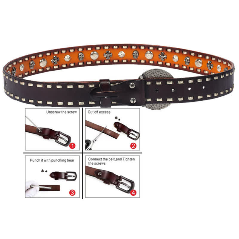 Men's Punk Style Red Onyx Slate Leather Belt