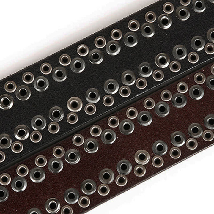 Men's Multicolour Button Rivet Studded Leather Belt