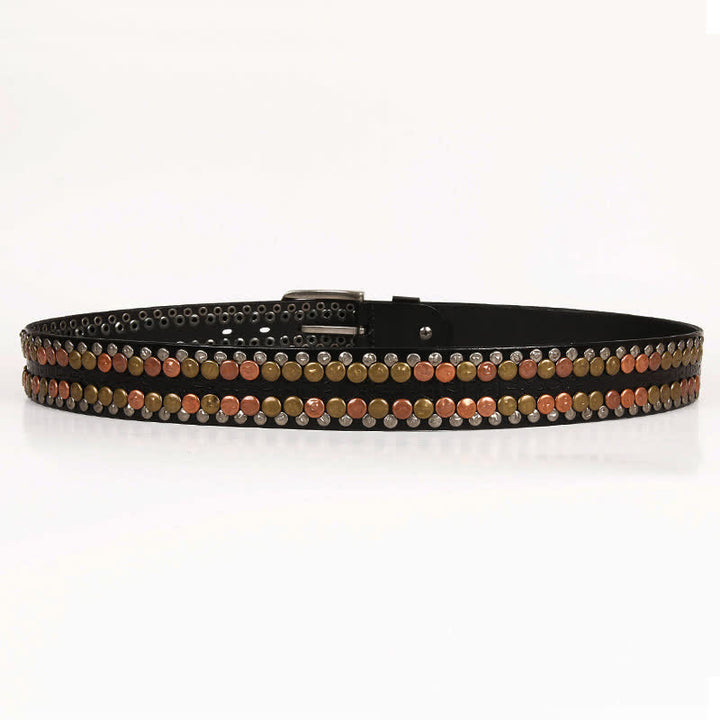 Men's Multicolour Button Rivet Studded Leather Belt