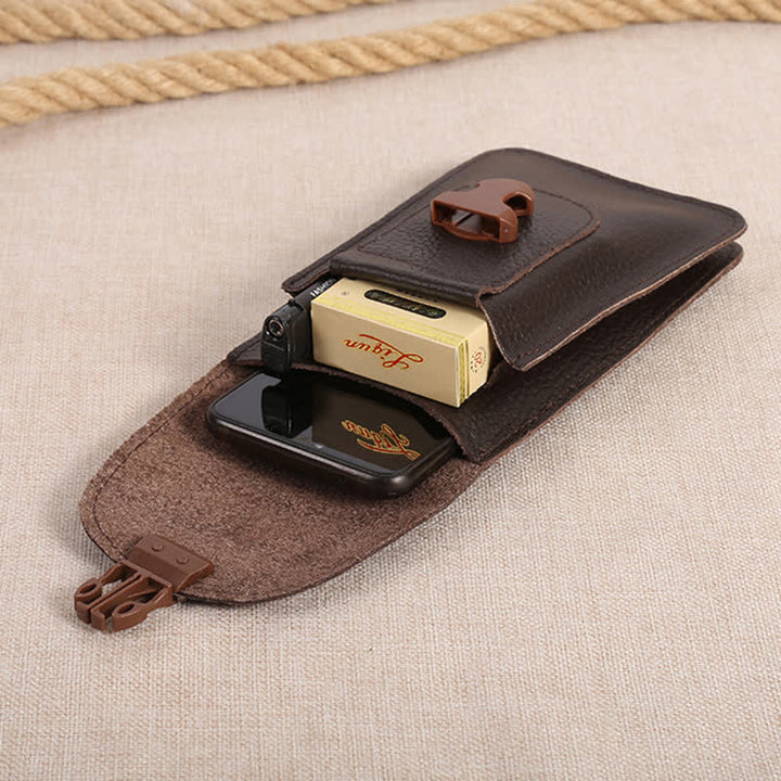 Release Buckle Cellphone Carrying Leather Belt Bag