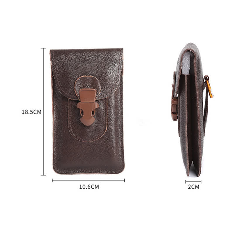 Release Buckle Cellphone Carrying Leather Belt Bag