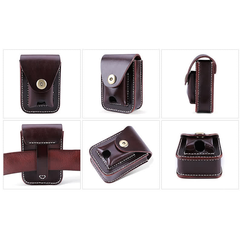 Mini Portable Cigarette Case Leather Belt Bag