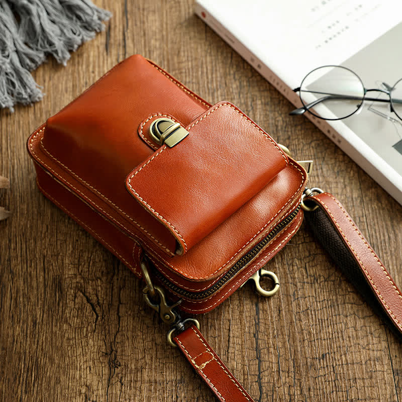 Vintage Vegetable Tanned Crossbody Leather Belt Bag