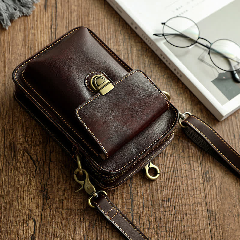 Vintage Vegetable Tanned Crossbody Leather Belt Bag