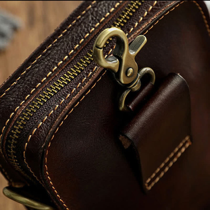 Vintage Vegetable Tanned Crossbody Leather Belt Bag