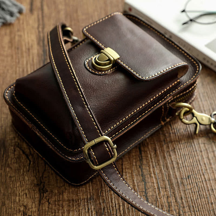 Vintage Vegetable Tanned Crossbody Leather Belt Bag - image 5