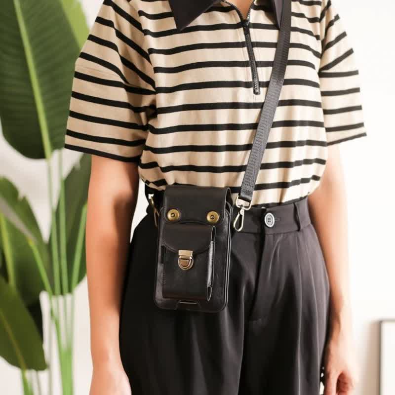 Phone Holster Crossbody Leather Belt Bag