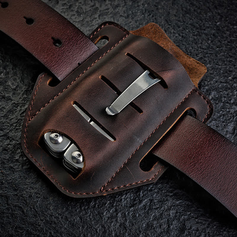 Multi-tool Flashlight Sheath Leather Belt Bag