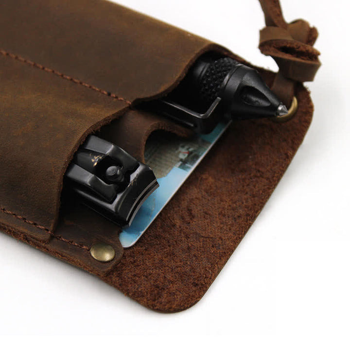 Outdoor Carry Handy Portable EDC Leather Belt Bag