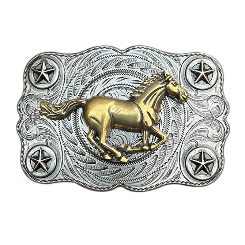 Men's DIY Western Wild Horse Buckle Leather Belt