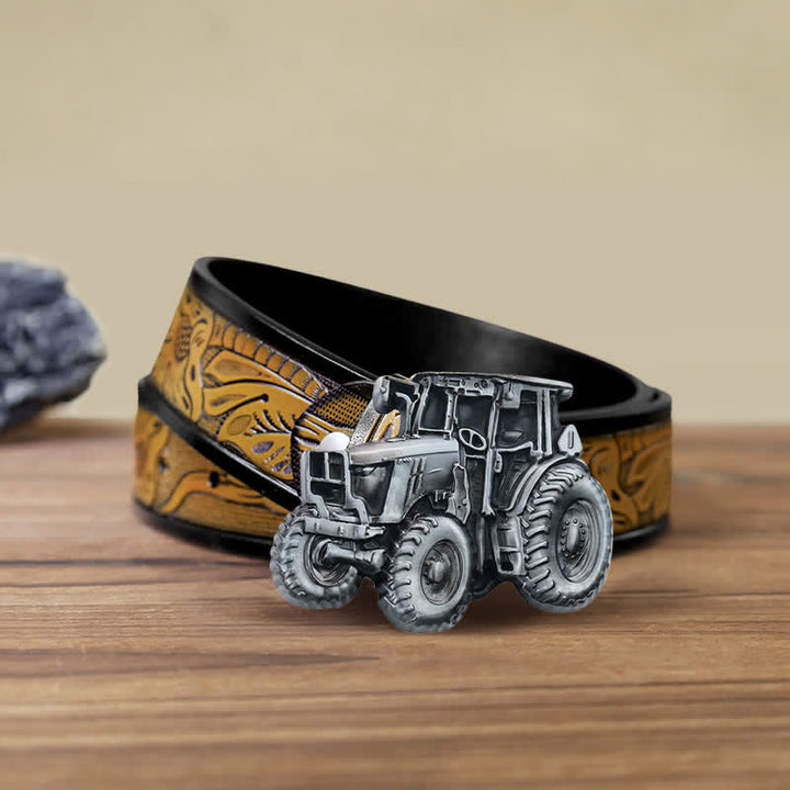 Men's DIY Country Tractor Buckle Leather Belt