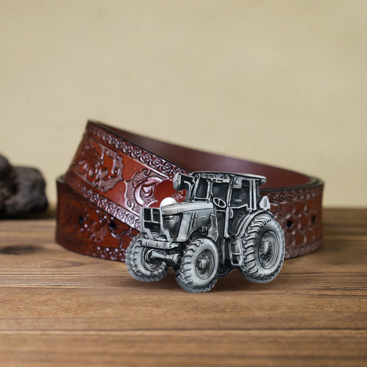 Men's DIY Country Tractor Buckle Leather Belt