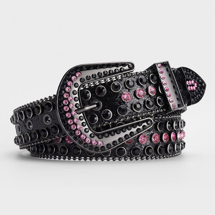 Shinning Rhinestone Crystal Studded Leather Belt