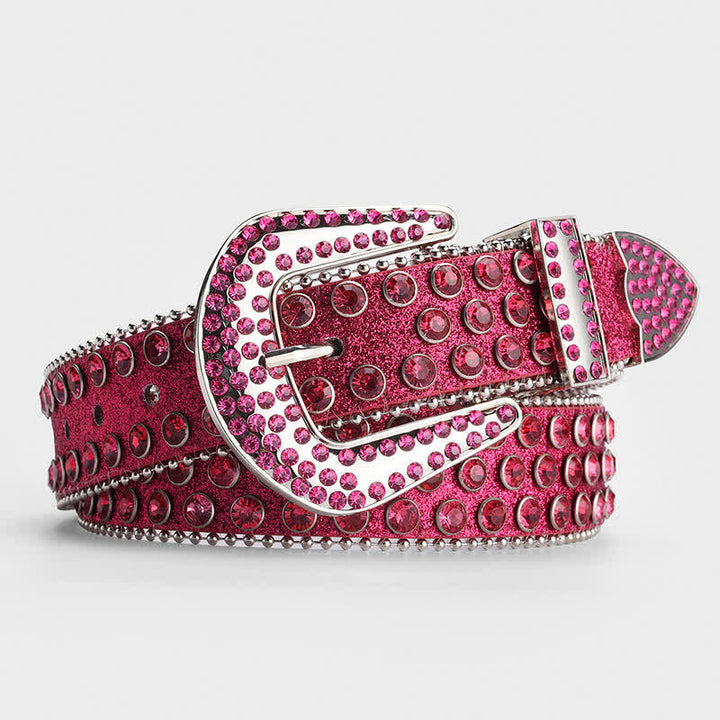 Shinning Rhinestone Crystal Studded Leather Belt