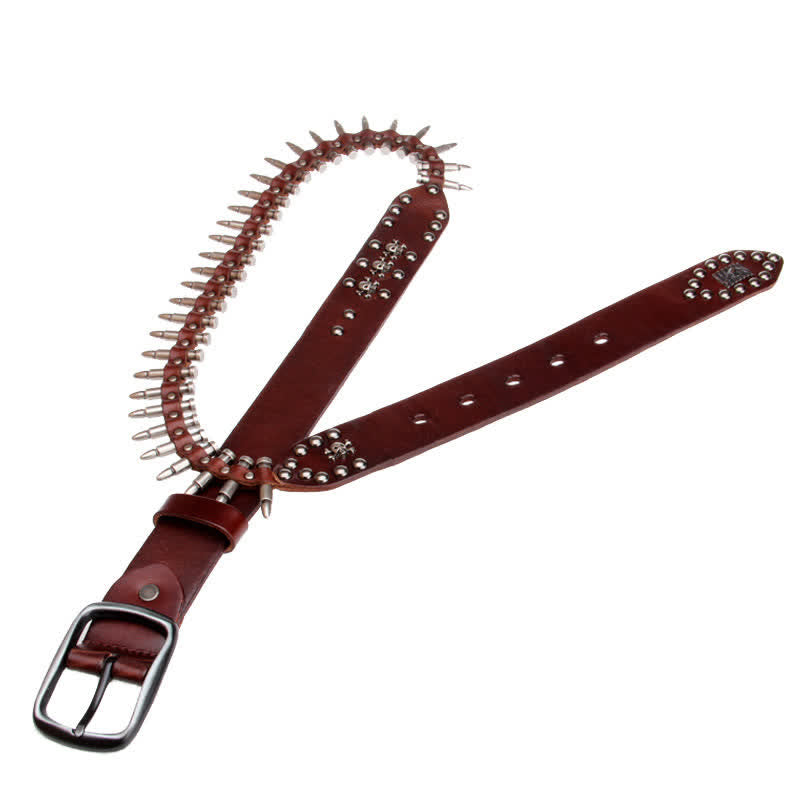 Personality Cool Bullet Rivet Leather Belt