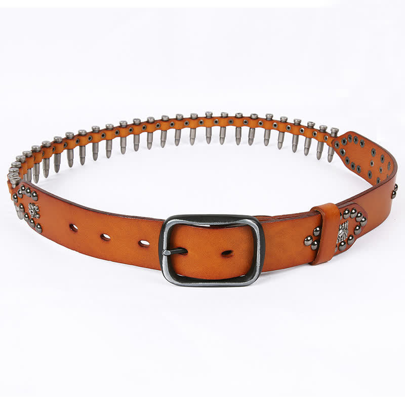 Personality Cool Bullet Rivet Leather Belt