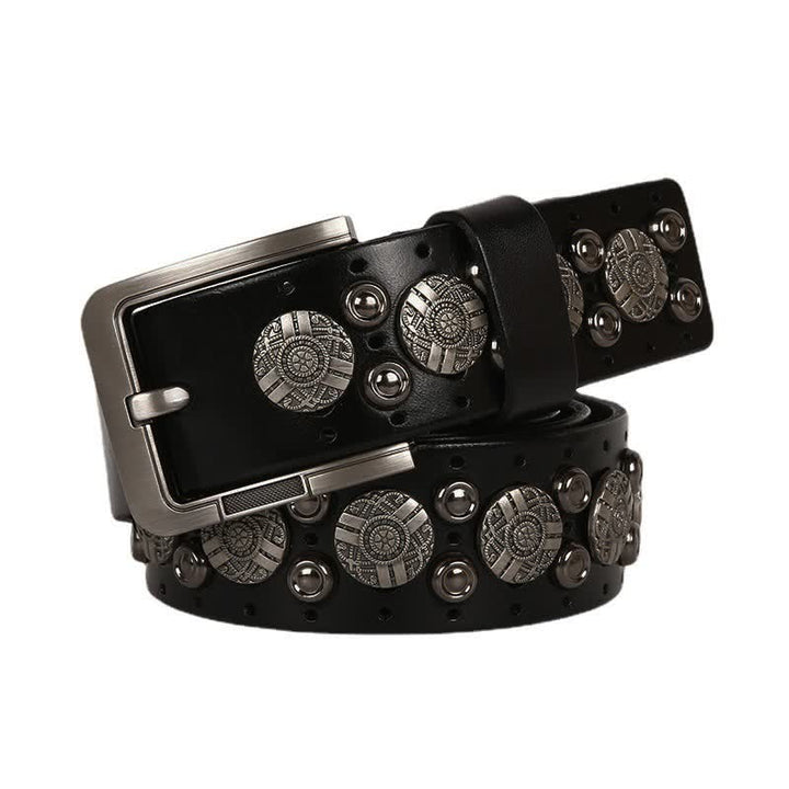 Motorcycle Jeans Heavy Metal Rivet Leather Belt