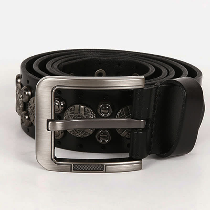 Motorcycle Jeans Heavy Metal Rivet Leather Belt