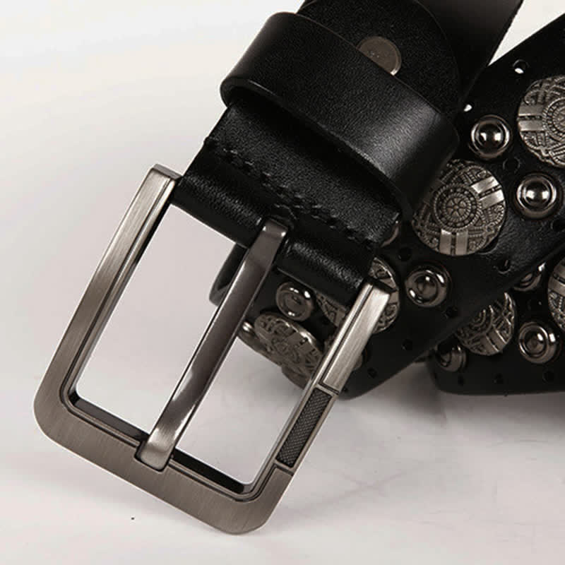 Motorcycle Jeans Heavy Metal Rivet Leather Belt