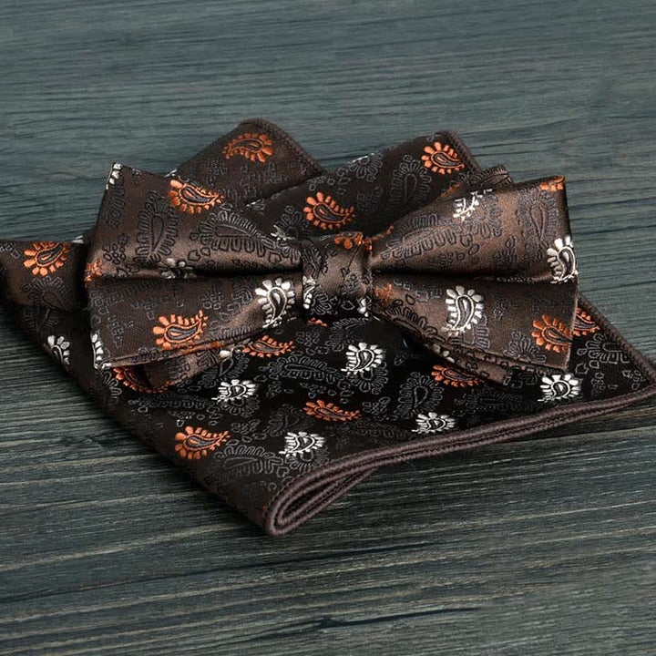 2Pcs Men's Flower Dots Formal Wedding Bow Tie Set