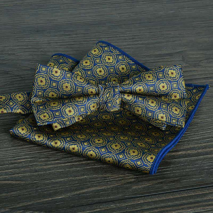 2Pcs Men's Flower Dots Formal Wedding Bow Tie Set